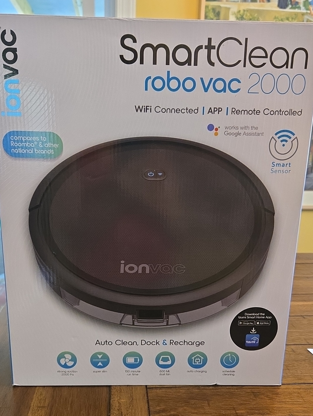SmartClean robo vac 2000 - Black WiFi Robot Vacuum